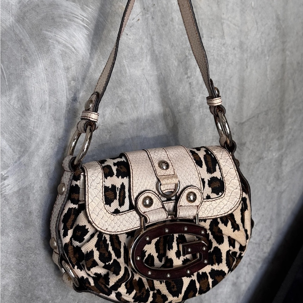 Vintage Guess Leopard Print Shoulder Bag